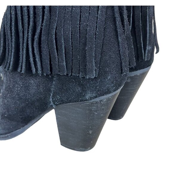 Gianni Bini Black Ankle Boots with Fringe - Picture 4 of 8